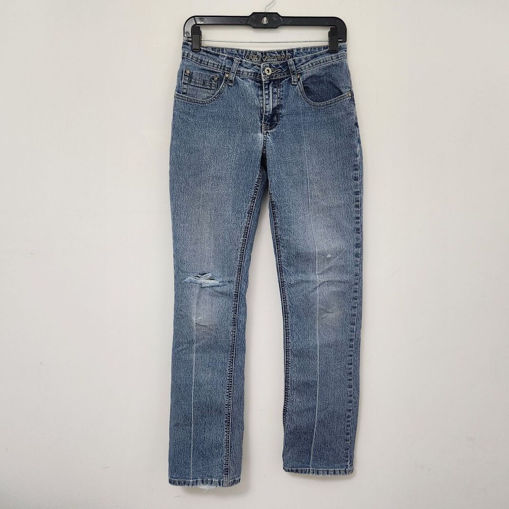CATO Premium Women's Blue Denim Bootcut Jeans Ripped Knees Size 4